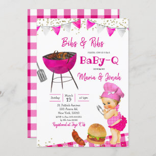Roze blonde BBQ Co-ed Baby shower Uitnodiging