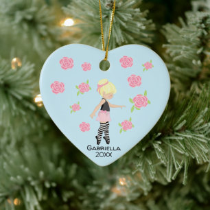 Roze Blonde Haire Ballerina Kerstmis Keramisch Ornament