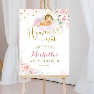 Roze Blondine Angel Baby Heaven Verzonden Welkomst Poster