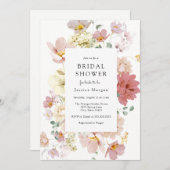 Roze bloomende bloemen Bridal Shower Uitnodiging (Voorkant / Achterkant)