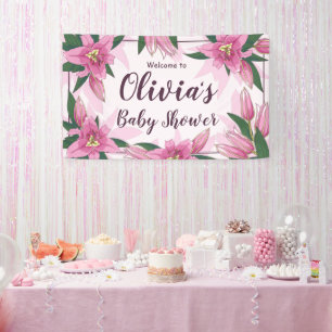 Roze Blooming Lilies Baby shower Spandoek