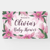 Roze Blooming Lilies Baby shower Spandoek (Horizontaal)