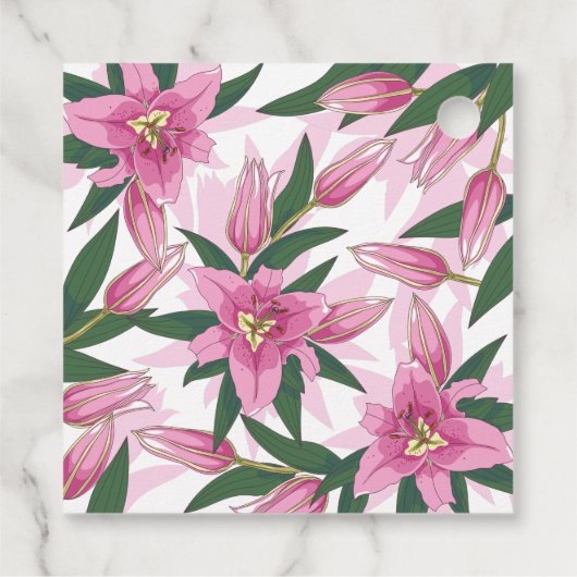 Roze Blooming Lily Dank u. Bedankjes Labels (Achterkant)