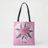 Roze Blooming Lily Sweet Heart Grocery Bag Draagtas (Voorkant)