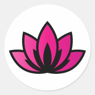 Roze blooming Lotus Flower-symbool Ronde Sticker