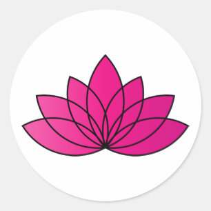 Roze blooming Lotus Flower-symbool Ronde Sticker