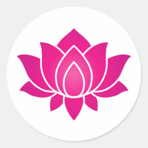 Roze blooming Lotus Flower-symbool Ronde Sticker