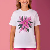 Roze Blooming Lush Lily met zachte hartslag Klassi T-shirt