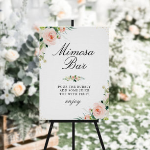 Roze blos bloemige bruiloftsshower Mimosa bar bord Poster