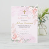 Roze blos bloesemdoop en espanol kaart (Staand voorkant)