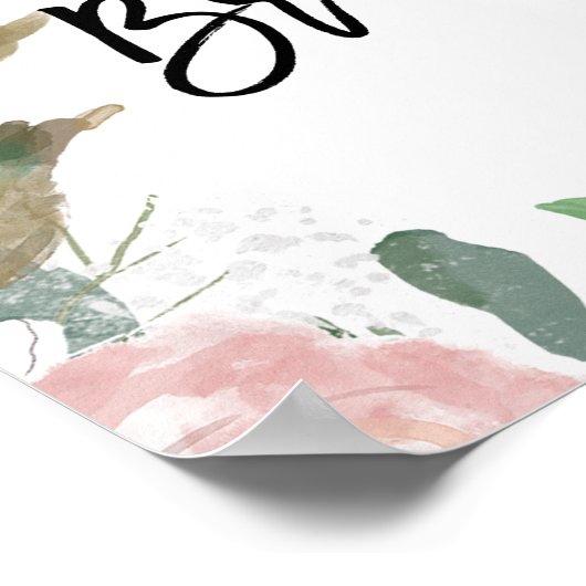 roze blos roze bloemen bruidsfeest welkomstbord poster (Hoek)