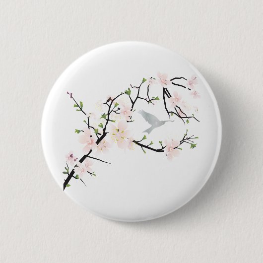 Roze Blossom Bird Ronde Button 5,7 Cm (Voorkant)