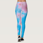 Roze Blossom Sky Blue Yoga Leggings (Achterkant)