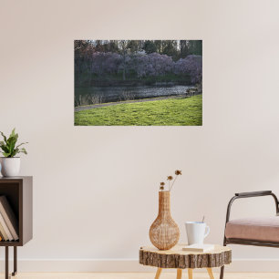  roze blote bomen Pond Poster