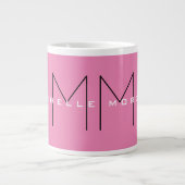 Roze blote monogram Moderne Minimale Naam Initiale Extra Grote Beker (Voorkant)