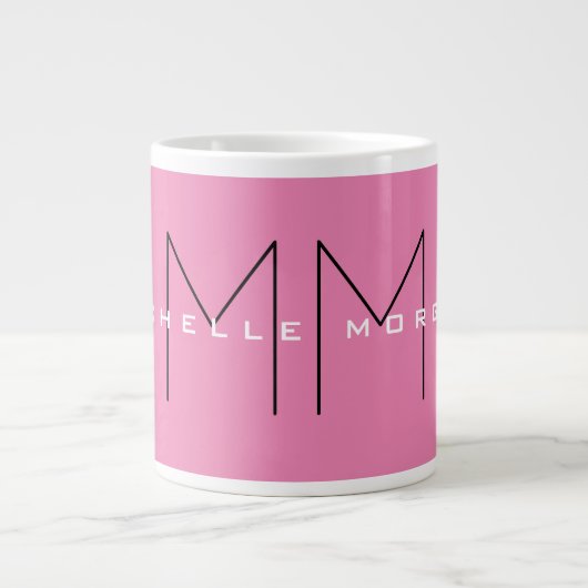 Roze blote monogram Moderne Minimale Naam Initiale Extra Grote Beker (Voorkant)