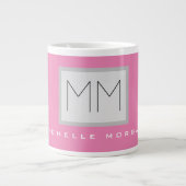 Roze blote monogram Moderne Minimale Naam Initiale Extra Grote Beker (Voorkant)