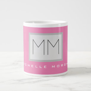 Roze blote monogram Moderne Minimale Naam Initiale Extra Grote Beker