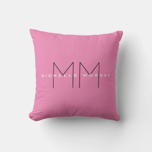 Roze blote monogram Moderne Minimale Naam Initiale Kussen