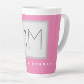 Roze blote monogram Moderne Minimale Naam Initiale Latte Mok (Rechterhoek)