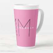 Roze blote monogram Moderne Minimale Naam Initiale Latte Mok (Rechterhoek)
