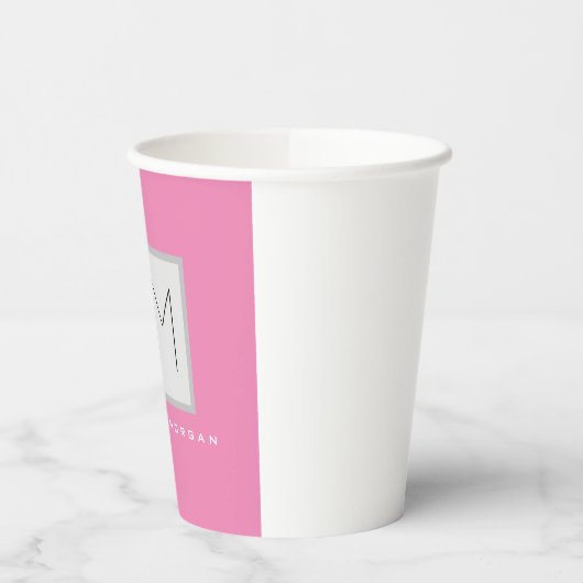 Roze blote monogram Moderne Minimale Naam Initiale Papieren Bekers (Links)