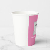 Roze blote monogram Moderne Minimale Naam Initiale Papieren Bekers (Rechts)