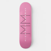 Roze blote monogram Moderne Minimale Naam Initiale Skateboard (Voorkant)