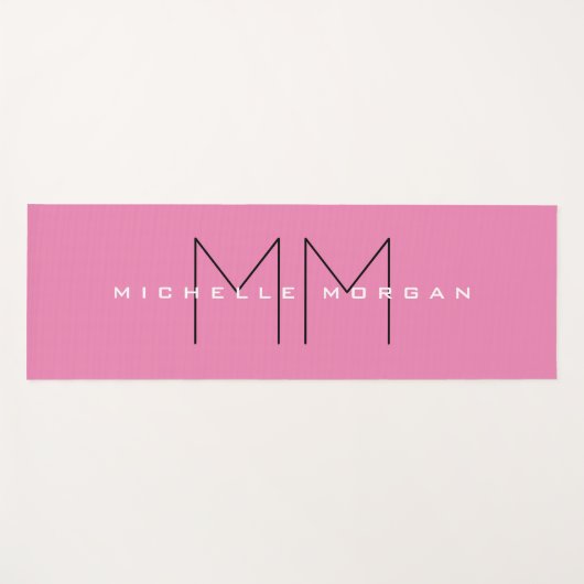 Roze blote monogram Moderne Minimale Naam Initiale Yogamat (Voorkant (horizontaal))