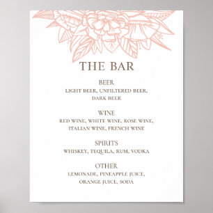 Roze blozen elegant bruiloft drink bar menu poster