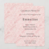  roze blozen parel verjaardag kaart (Voorkant / Achterkant)