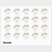 Roze Blozende Bloemen Groene Bloemstuk Bruiloft Ronde Sticker (Vel)