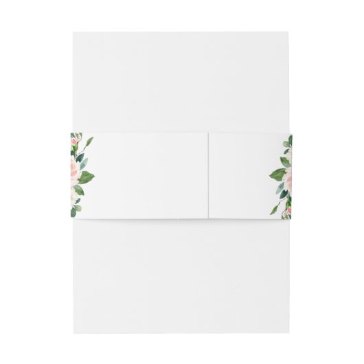 Roze Blozende Bloemen Groene Bloemstuk Bruiloft Uitnodigingen Wikkel (Achterkant Voorbeeld)