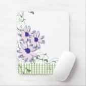 Roze Blue Daisy Flowers Green Gingham Muismat (Met muis)