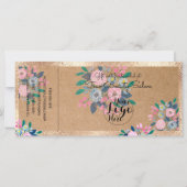 Roze Blue Floral Gold Kraft Check Cadeaubon (Achterkant)