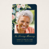 Roze Blue Floral Gold Script Foto Prayer Kaart (Voorkant)