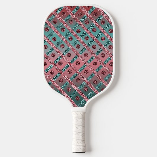 Roze Blue Glam Glitter Girly Pickleball Paddle (Voorkant)