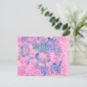 Roze Blue Mandala Waterverf floral Pattern Briefkaart (Staand voorkant)