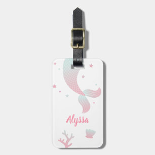 Roze Blue Ombre Mermaid Tail Girls Bagagelabel