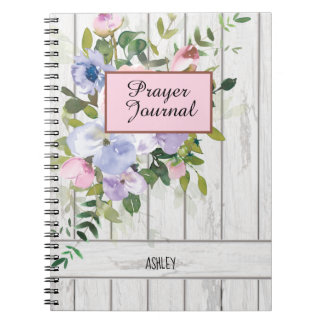 Roze Blue Paars Floral Wood Name Prayer Journal Notitieboek