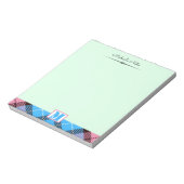 Roze Blue Tartan Aangepaste naam van het script Notitieblok (Gedraaid)