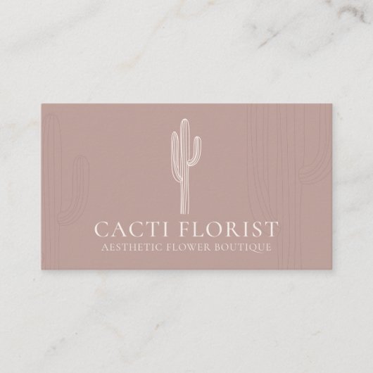 Roze Blush Abstracte Boho Cacti Visitekaartje (Voorkant)