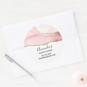 Roze Blush Agaat met gouden lint Elegant Business Ronde Sticker (Envelop)