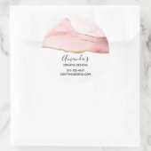 Roze Blush Agaat met gouden lint Elegant Business Ronde Sticker (Tas)