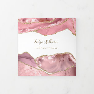 Roze Blush Agate Drievoudige Brochure Drieluik Kaart