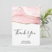 Roze Blush Agate met Gold Ribbon Dank u Bedankkaart (Staand voorkant)