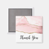 Roze Blush Agate met Gold Ribbon Dank u Magneet (Voorkant / Achterkant)