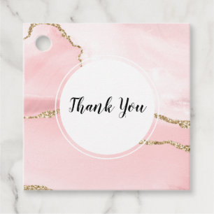 Roze Blush Agate met Gold Ribbon Elegant Bedankjes Labels
