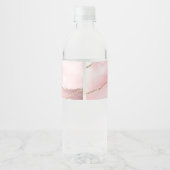 Roze Blush Agate met Gold Ribbon Elegant Birthday Waterfles Etiket (Achterkant)
