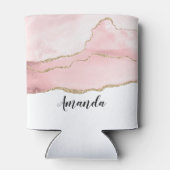 Roze Blush Agate met Gold Ribbon Elegant Blikjeskoeler (Achterkant)